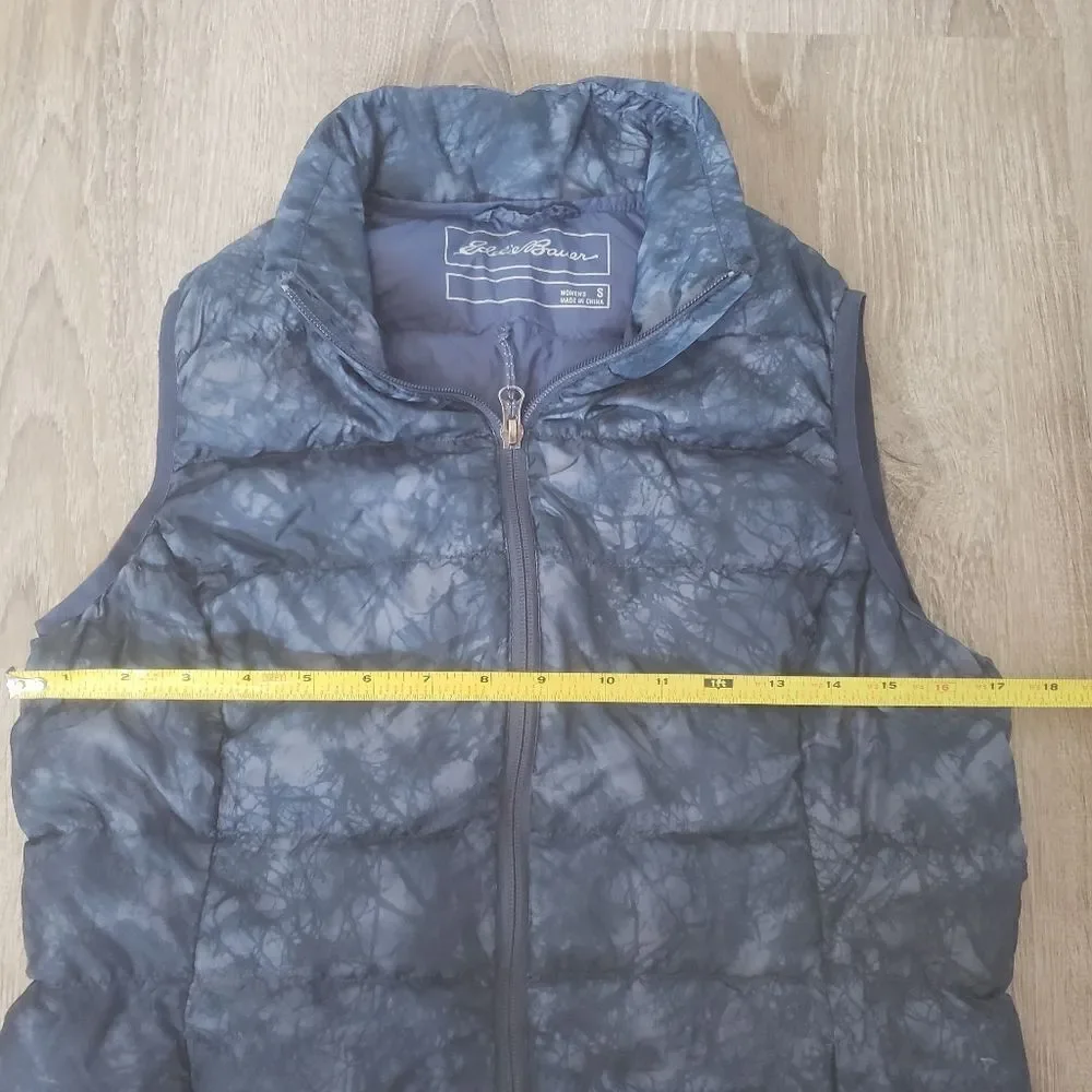 Eddie Bauer Womens EB650 Down Full‎ Zip Puffer Vest Jacket Small Marble Blue